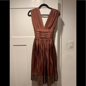 Shiny brown BCBGMaxAzria midi dress